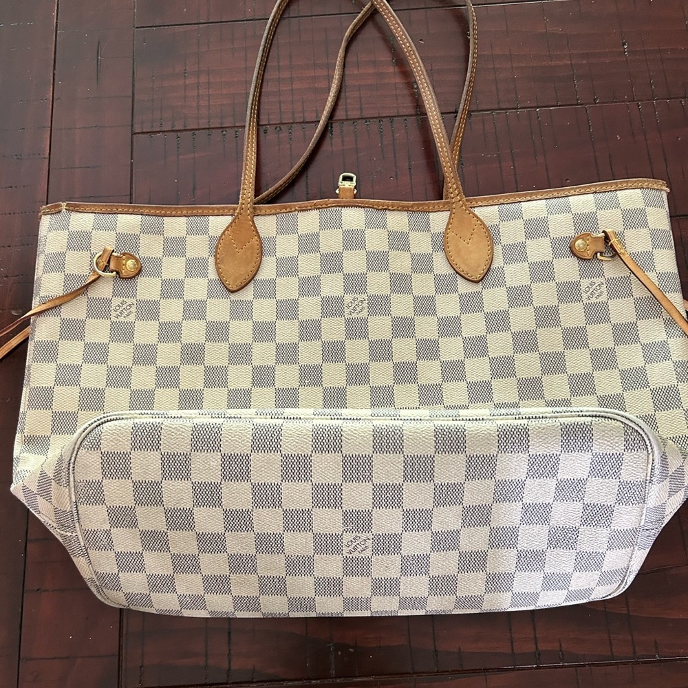 Louis Vuitton Damier Azur Neverfull MM Tote Bag